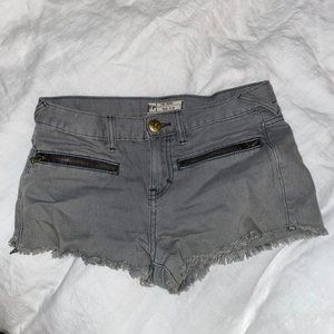 Free People Grey Denim Cutoffs with Zipper Detail